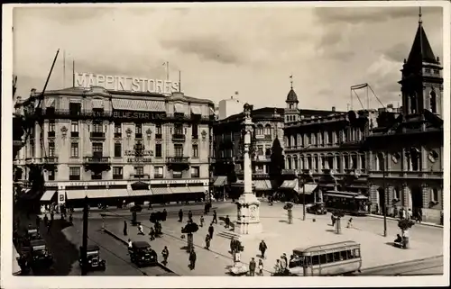 Ak São Paulo Brasilien, Praca do Patriarcha, Mappin Stores, Omnibus, Straßenbahn