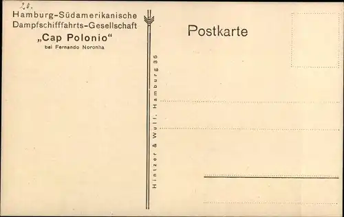 Künstler Ak Dampfschiff Cap Polonio bei Fernando Noronha, HSDG