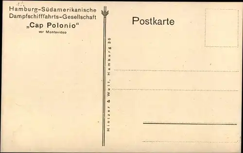 Künstler Ak Dampfschiff Cap Polonio vor Montevideo, HSDG