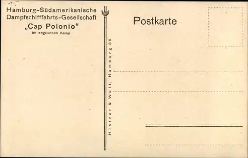 Künstler Ak Dampfschiff Cap Polonio am englischen Kanal, HSDG