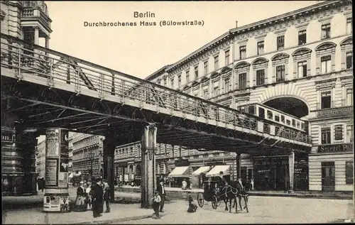 Ak Berlin Schöneberg, Durchbrochenes Haus, Bülowstraße