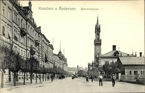 Ak Konstanz am Bodensee, Bahnhofsplatz