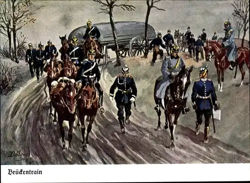 Künstler Ak Döbrich-Steglitz, Brückentrain