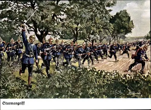 Künstler Ak Döbrich-Steglitz, Sturmangriff