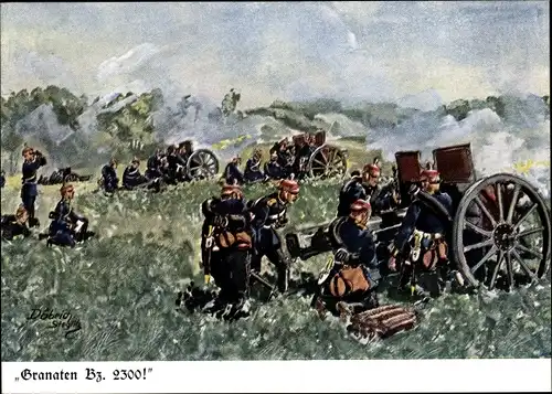 Künstler Ak Döbrich-Steglitz, Granaten Bz 2300