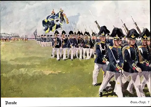 Künstler Ak Döbrich-Steglitz, Parade, Grenadier Regt 7