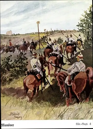Künstler Ak Döbrich-Steglitz, Manöver, Kür Regt 6