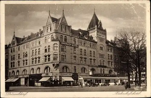 Ak Düsseldorf am Rhein, Bahnhof Hotel
