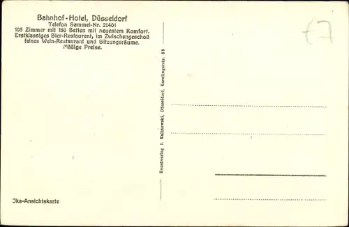 Ak Düsseldorf am Rhein, Bahnhof Hotel