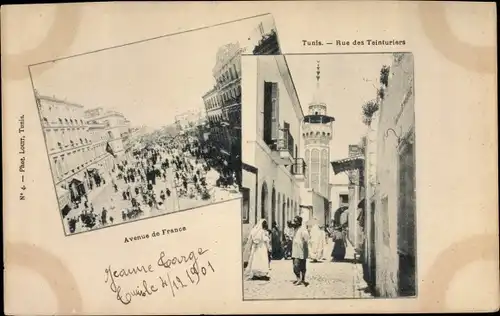 Ak Tunis Tunesien, Rue des Teinturiers, Avenue de France