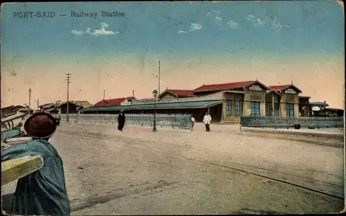 Ak Port Said Ägypten, Bahnhof