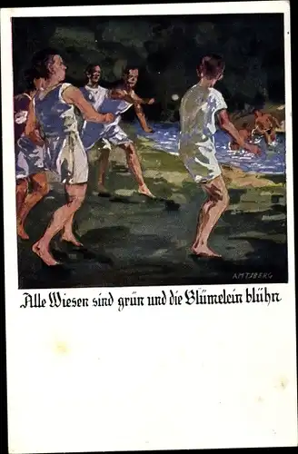 Künstler Ak Amtsberg, Otto, DT, Deutsche Turnerschaft, Alle Wiesen sind grün