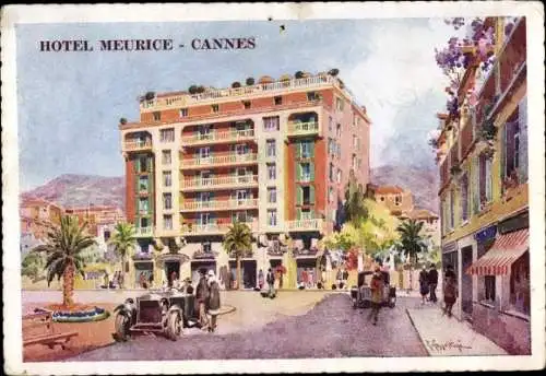 Künstler Ak Cannes Alpes Maritimes, Hotel Meurice