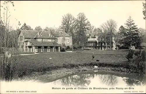 Ak Rozoy en Brie Seine et Marne, Maison de garde et Chateau de Blandureau