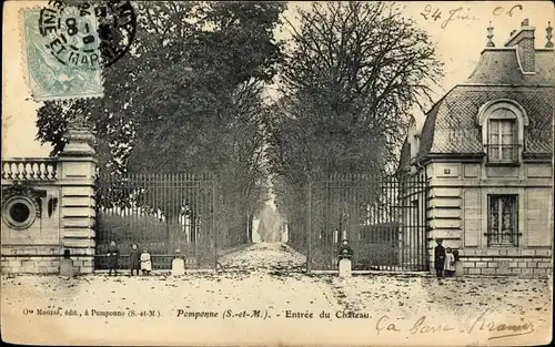Ak Pomponne Seine et Marne, Entree du Chateau