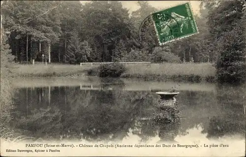 Ak Pamfou Seine et Marne, Chateau de Chapuis, la piece d'eau