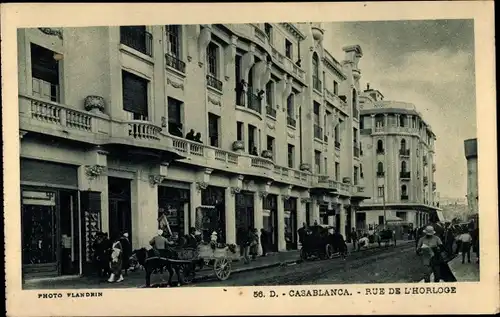 Ak Casablanca Marokko, Rue de l'Horloge