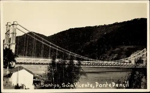 Foto Ak Santos Brasilien, Sao Vicente, Ponte Pencil