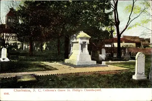 Ak Charleston South Carolina USA, Calhoun's Grave St. Philip's Church yard