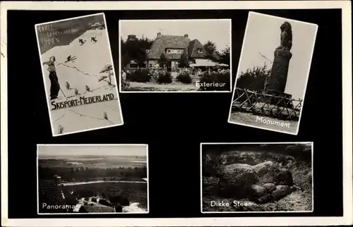 Ak Ommen Overijssel Niederlande, Monument, Exterieur, Dikke Steen, Panorama, Skisport