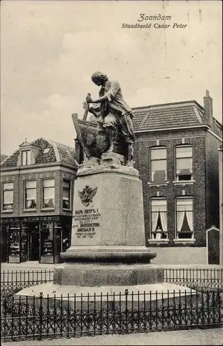 Ak Zaandam Zaanstad Nordholland, Standbeeld Czaar Peter