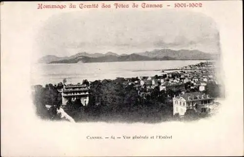 Ak Cannes Alpes Maritimes, Vue generale et l'Esterel