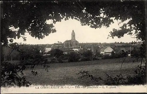 Ak La Cornuaille Val d’Erdre Auxence Maine et Loire, Durchblick zur Kirche