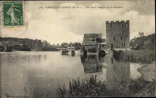 Ak Chenillé Changé Chenillé Champteussé, Le Vieux Moulin sur la Mayenne