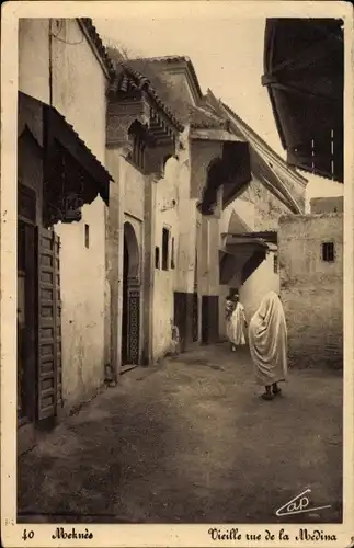 Ak Meknès Marokko, Vieille rue de la Medina