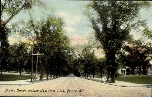 Ak Quincy Illinois USA, Maine Street, looking east from 14th Street