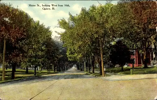Ak Quincy Illinois USA, Maine Street, looking West from 16th Street