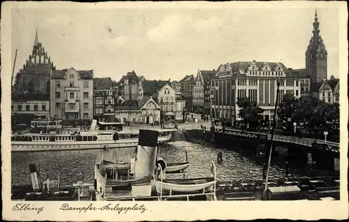 Ak Elbląg Elbing Westpreußen, Dampfer Anlegeplatz