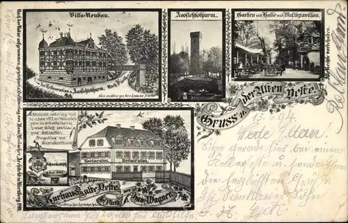 Ak Fürth in Mittelfranken Bayern, Kurhaus alte Veste, Aussichtsturm, Villa Neubau, Schwedentisch