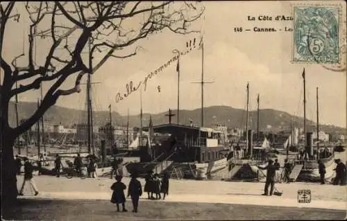 Ak Cannes Alpes Maritimes, Promenade, Hafen