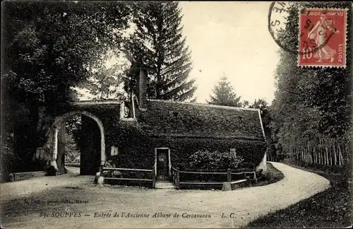 Ak Souppes sur Loing Seine et Marne, Entrée de l'Ancienne Abbaye de Cercanceau