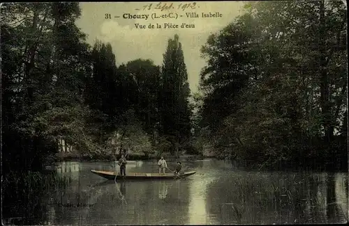 Ak Chouzy sur Cisse Loir et Cher, Villa Isabelle, Vue de la Pièce d'eau