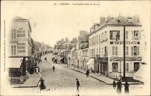 Ak Gisors Eure, La Grande Rue du Bourg