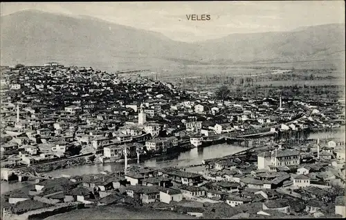 Ak Veles Mazedonien, Panorama vom Ort