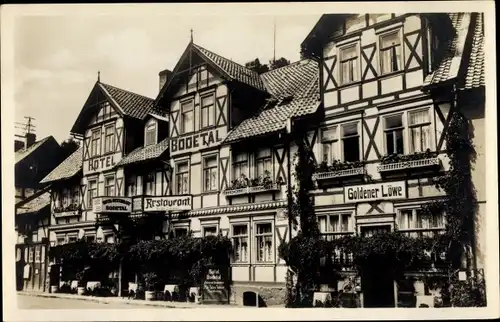 Ak Rübeland Oberharz am Brocken, Hotel Bodetal, Restaurant Goldener Löwe