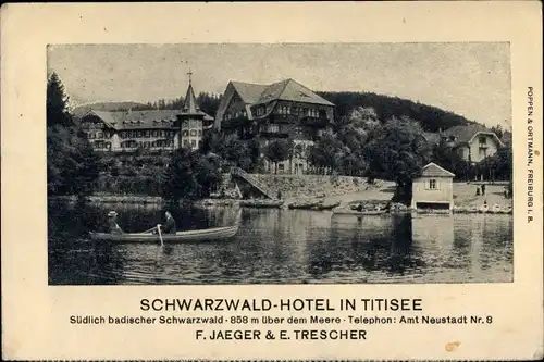 Ak Titisee Neustadt im Breisgau Hochschwarzwald, Schwarzwaldhotel, Ruderboot