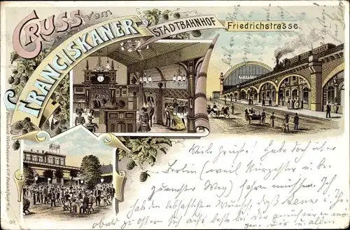 Litho Berlin Mitte, Gastwirtschaft Franziskaner, Bahnhof Friedrichstraße