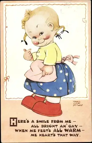 Künstler Ak Attwell, Mabel Lucy, Here's a smile from me, Mädchen