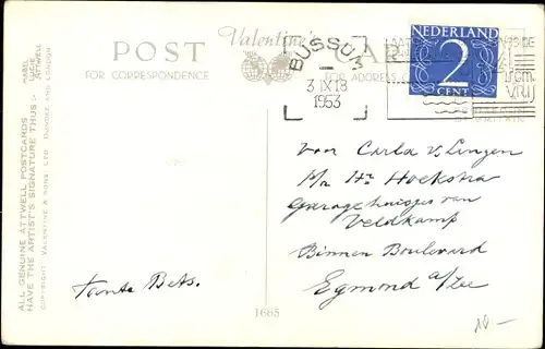 Künstler Ak Attwell, Mabel Lucy, Here's a smile from me, Mädchen