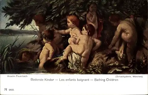 Künstler Ak Feuerbach, Anselm, Badende Kinder