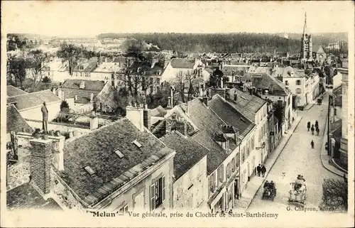 Ak Melun Seine et Marne, Vue générale, prise du Clocher de Saint Barthélemy