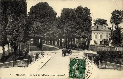 Ak Melun Seine et Marne, Le Pont de l'Almont et les Promenades