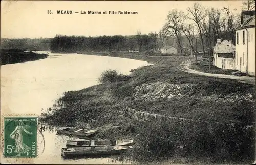 Ak Meaux Seine-et-Marne, La Marne et l'Ile Robinson