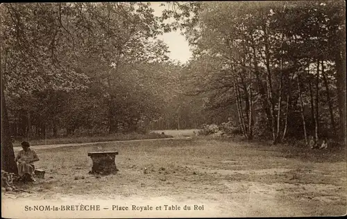 Ak Saint Nom la Bretèche Yvelines, Place Royale et Table du Roi