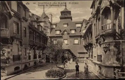 Ak Deauville Calvados, La Plage Fleurie, Entrée du Normandy Hôtel