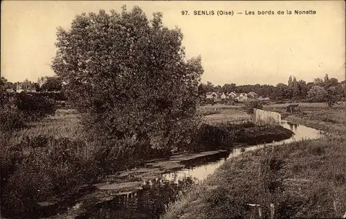 Ak Senlis Oise, Les bords de la Nonette